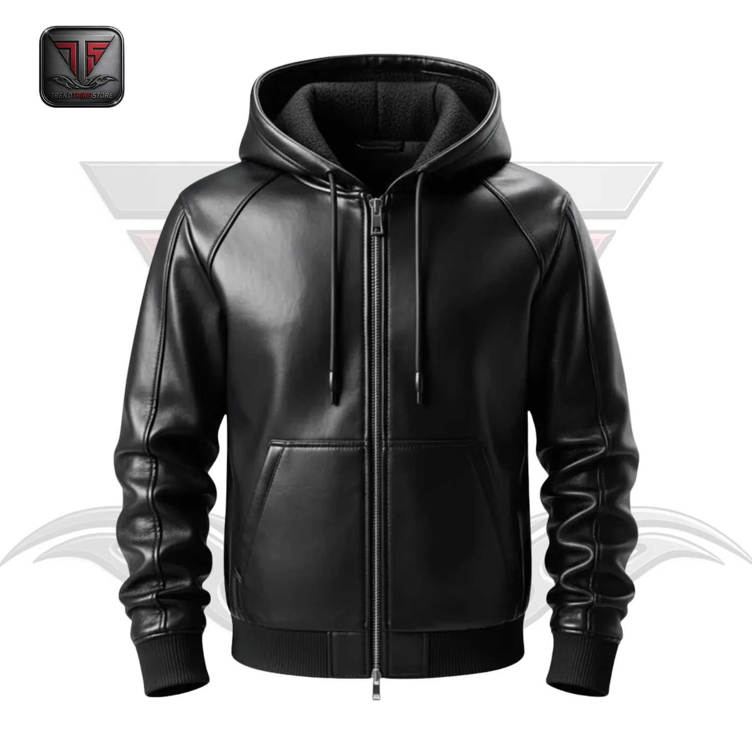 1 MEN'S HOODED LEATHER JACKET - Image 1