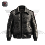 MEN'S CROCODILE EMBOSSED LEATHER JACKET