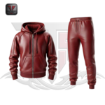 MEN'S ZIP-UP LEATHER TRACKSUIT