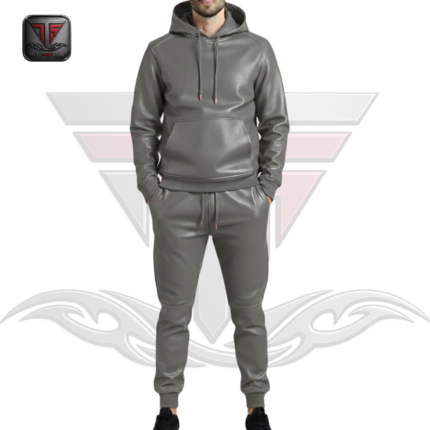 MEN'S SLIM FIT LEATHER TRACKSUIT