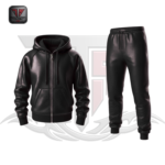 MEN'S ZIP-UP LEATHER TRACKSUIT