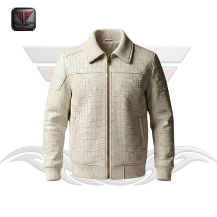 MEN'S CROCODILE EMBOSSED LEATHER JACKET