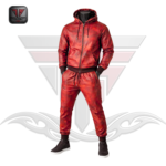 WOMEN'S HOODED LEATHER TRACKSUIT