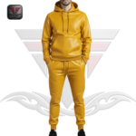 MEN'S SLIM FIT LEATHER TRACKSUIT