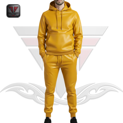 MEN'S SLIM FIT LEATHER TRACKSUIT