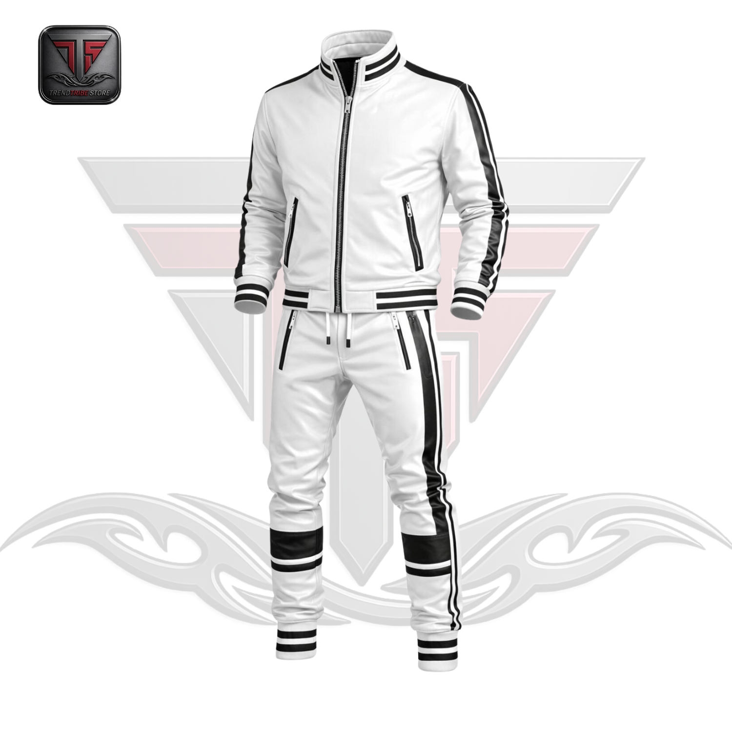 4 WOMEN'S SLIM FIT LEATHER TRACKSUIT - Image 1
