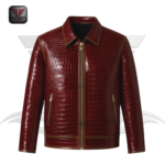 MEN'S CROCODILE EMBOSSED LEATHER JACKET