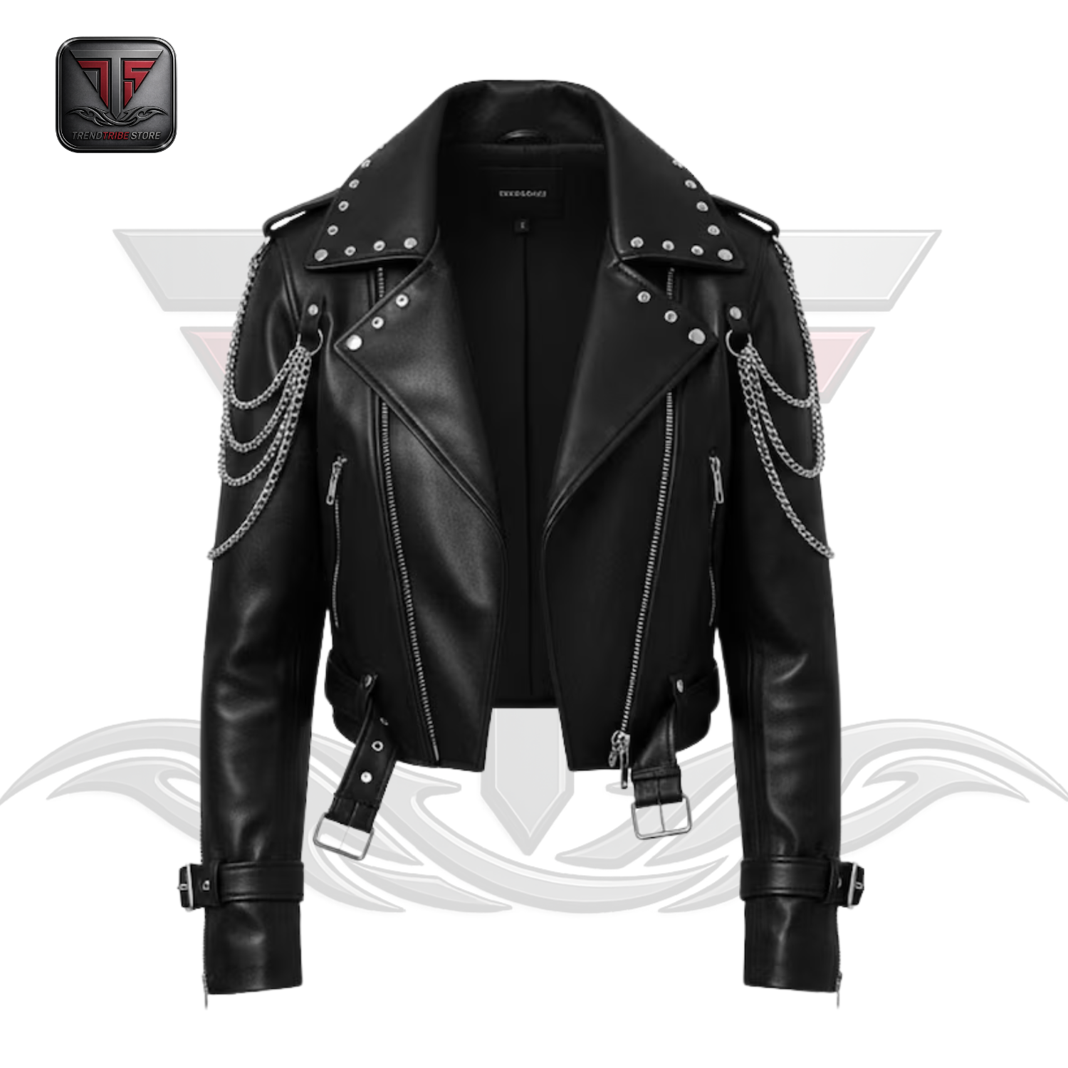 5 WOMEN'S STUDDED LEATHER JACKET - Image 1