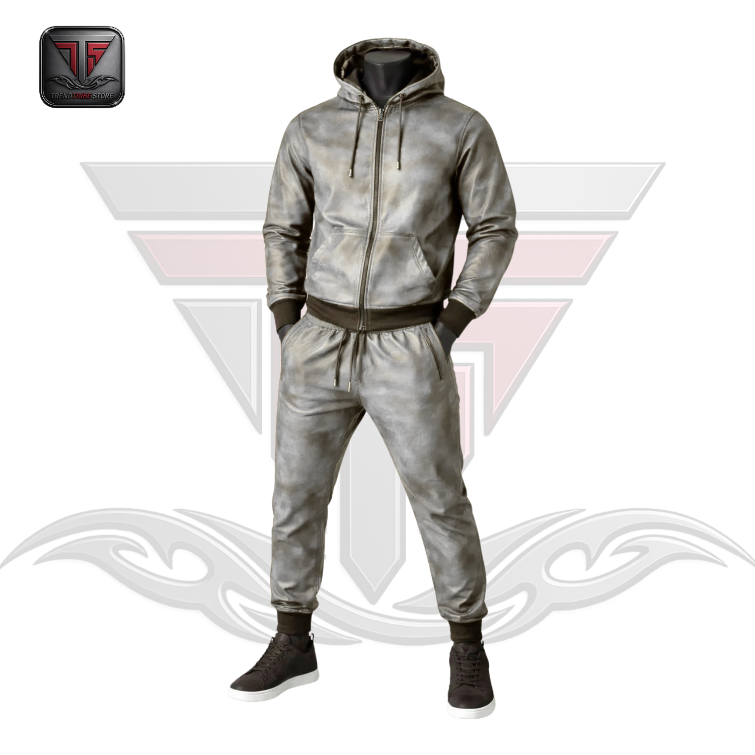 5 WOMEN'S HOODED LEATHER TRACKSUIT - Image 1