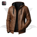MEN'S HOODED LEATHER JACKET