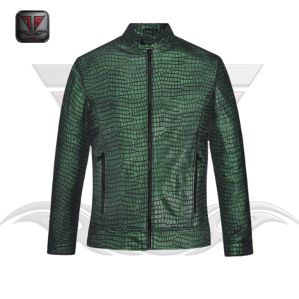 MEN'S CROCODILE EMBOSSED LEATHER JACKET