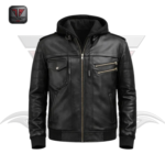 MEN'S HOODED LEATHER JACKET