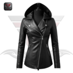 WOMEN'S HOODED LEATHER JACKET