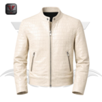 MEN'S CROCODILE EMBOSSED LEATHER JACKET